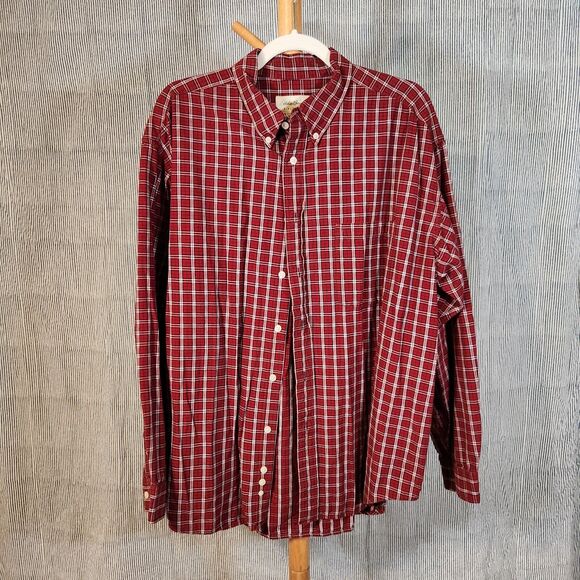 Eddie Bauer Other - Eddie Bauer Red Black White Plaid 100% Cotton Long Sleeve Button Up Shirt, XL